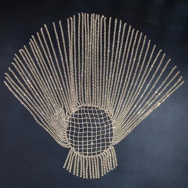 Hair accessories personality exaggerated rhinestone long tassel headdress punk hair chain nightclub performance Headdress_ipsvogv.com