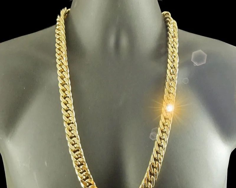 18 K Yellow G/F Gold Chain Solid Heavy 10Mm Xl Miami Cuban Curn Link Necklace_ipsvogv.com