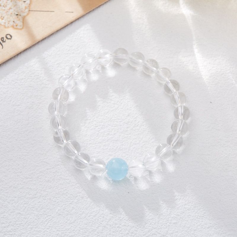 8MM White Female Lusi Same Style Sea Blue Treasure Bracelet, High Grade Transparent Crystal Bracelet_ipsvogv.com