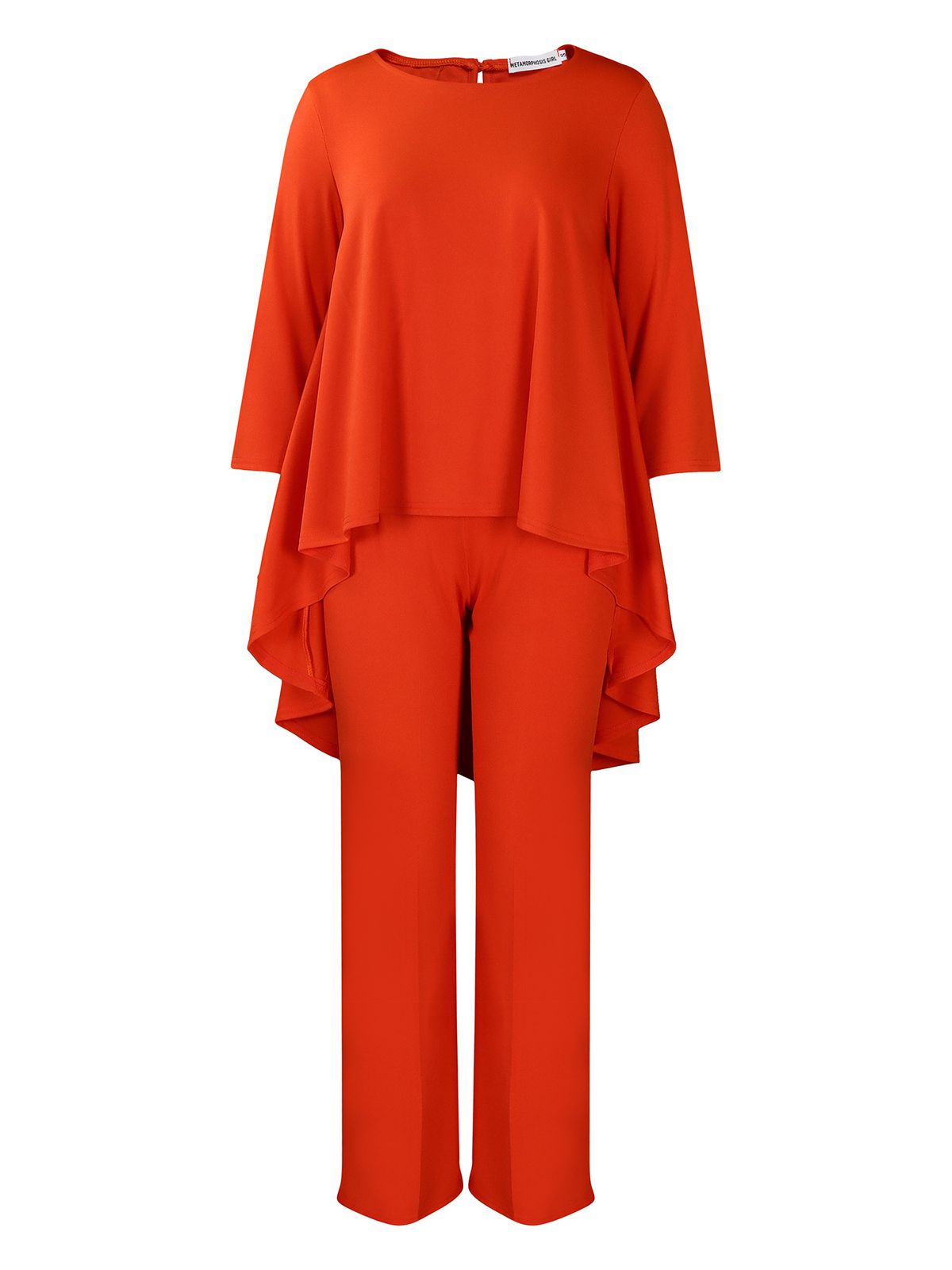 Women's Clothing fashionable temperament large size long sleeved tops wide leg pants suit_ipsvogv.com