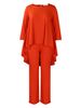 Women's Clothing fashionable temperament large size long sleeved tops wide leg pants suit_ipsvogv.com