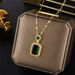 Necklace Wom's Net Red Emerald Zircon Small Group Earrings Pdant Premium Set Colorfast Titanium Steel Bone Chain_ipsvogv.com
