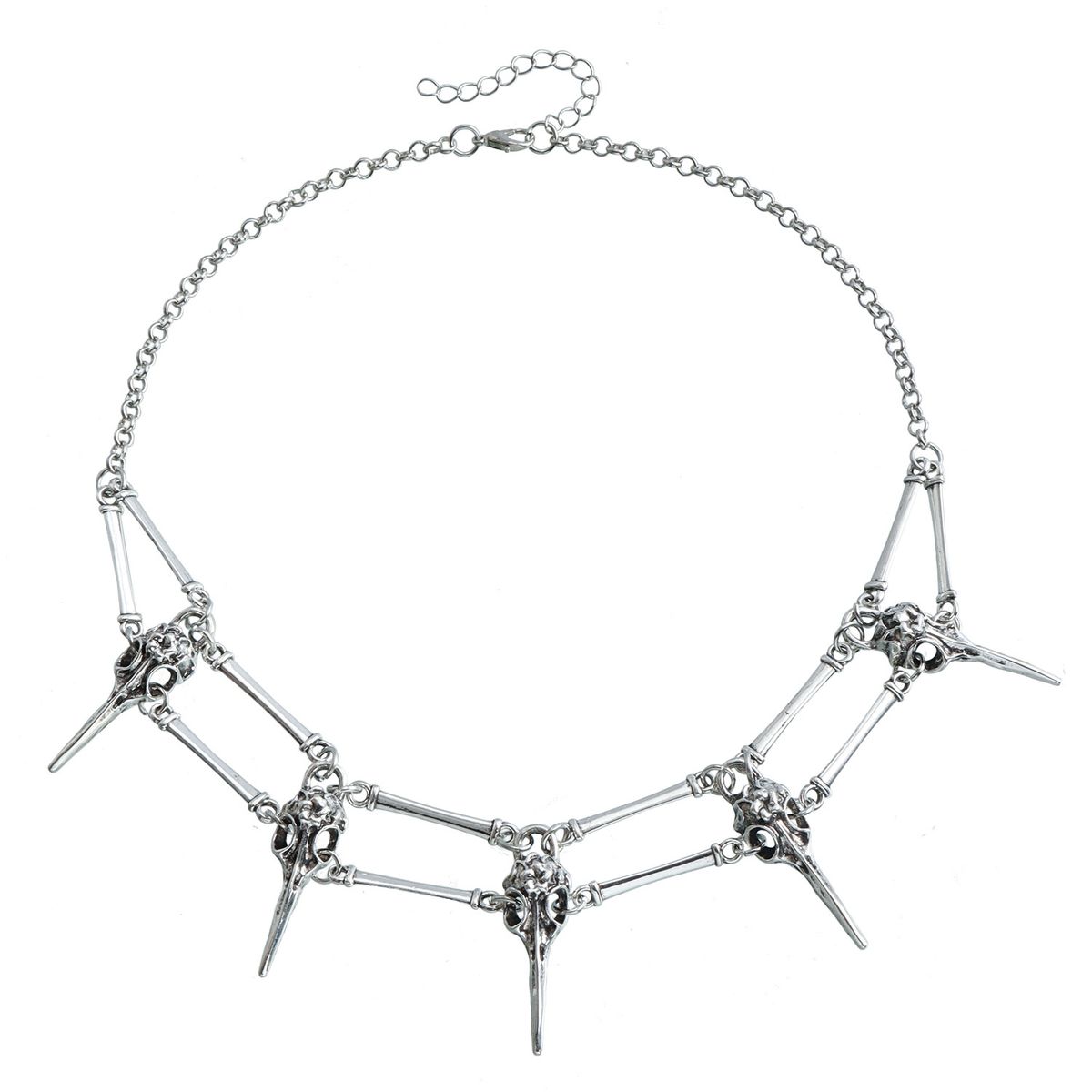 Vintage Gothic Bird Skull Neck Chain, Evil Skull, Pagan Wizard Magic Necklace, Alloy Ornament_ipsvogv.com