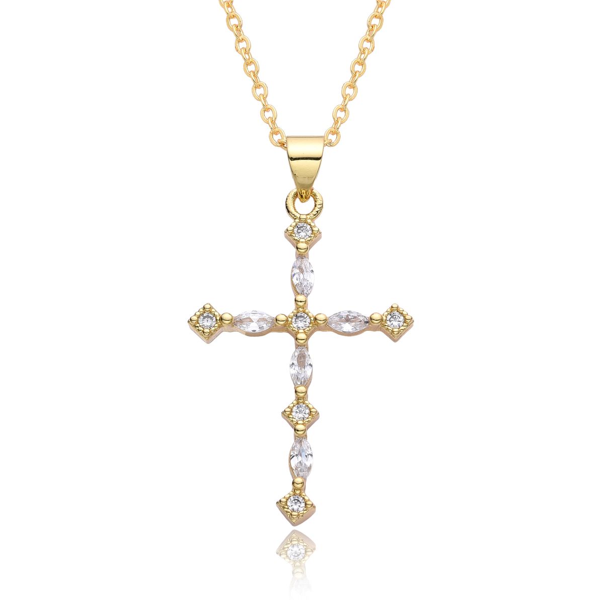 Minimalist Cross Pendant Necklace - Cubic Zirconia Elegant Statement Jewelry, High-End Net Celebrity Style For Women (C268)_ipsvogv.com