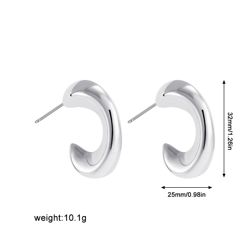 Women’s Jewelry Set Fashion Design C Shaped Real Gold Earrings Environmentally Friendly Color Creative Geometric Concave And Convex Pattern Earrings_ipsvogv.com