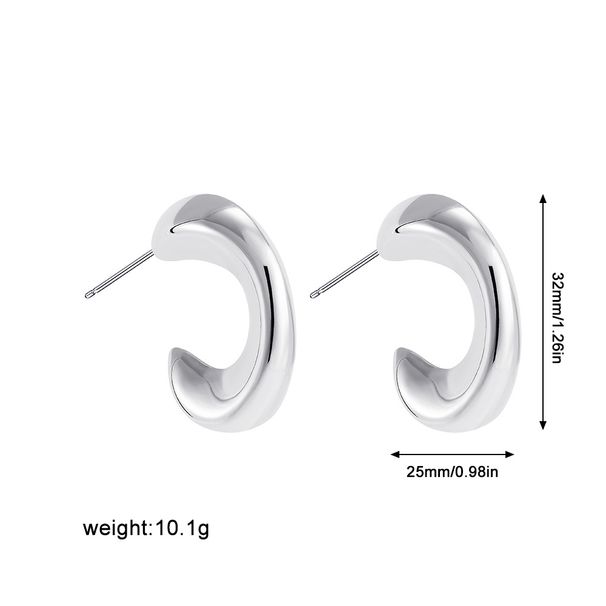 Women’s Jewelry Set Fashion Design C Shaped Real Gold Earrings Environmentally Friendly Color Creative Geometric Concave And Convex Pattern Earrings_ipsvogv.com