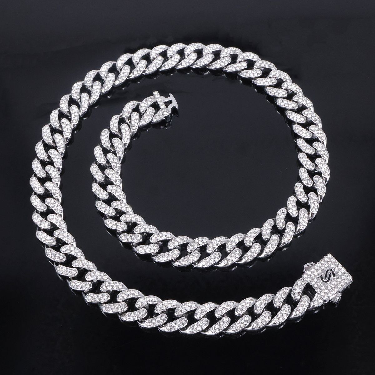 Unisex 12mm New Spring Buckle Alloy Necklace Men's Cool Jewelry Personality Hip Hop Style Cuban Chain_ipsvogv.com