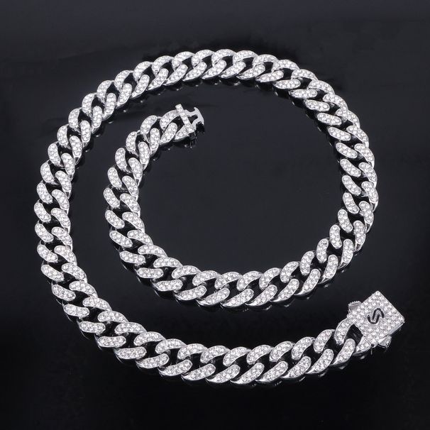 Unisex 12mm New Spring Buckle Alloy Necklace Men's Cool Jewelry Personality Hip Hop Style Cuban Chain_ipsvogv.com