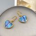 Sea Blue Peach Heart Glass Crystal with Personalized Diamond Setting, Light Luxury Earhooks, and Niche Earrings_ipsvogv.com