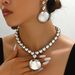 Women’s Jewelry Set Fashion Women's Jewelry Set Personalized Metal Round Bead Necklace Niche High End Pendant Earrings_ipsvogv.com