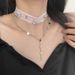 Fashion Lace Bow Rivet Pentagram Tassel Necklace For Women Double Layer Choker Design Sense Collarbone Chain_ipsvogv.com