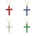New Copper Micro Inlaid Zircon Necklace Multi Color Cross Pendant Hip Hop Necklace Clavicle Chain_ipsvogv.com