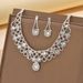 Women’s Jewelry Set Fashion Jewelry Popular Gold Fashion Crystal Loose Diamond Necklace Earring Set_ipsvogv.com