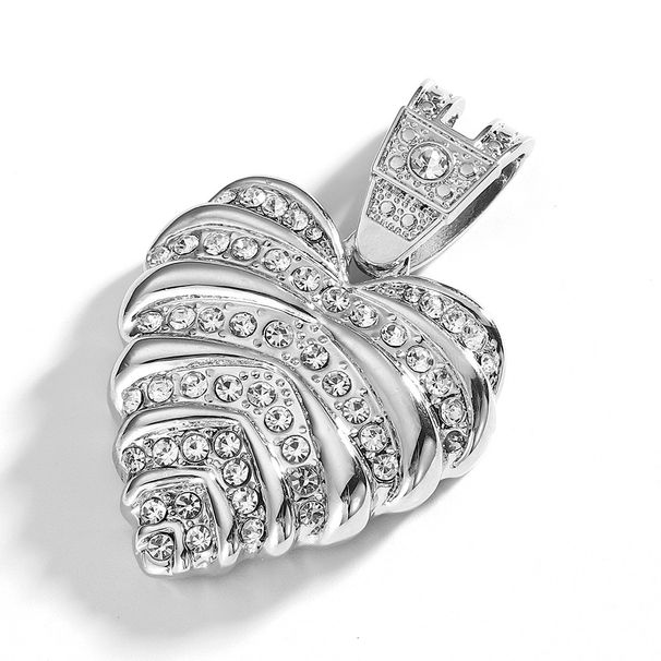 EMU Hot Selling Full Diamond Flower Love Alloy Pendant Hip Hop Design Personalized Men's And Women's Necklace_ipsvogv.com