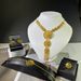 Dubai Gold Plated Earrings Bracelet Ring Jewelry Set Bridal Necklace_ipsvogv.com