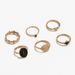 Japanese Korean Creative Small Fresh Sculptured Eyes, Love Drops, Oil And Diamond 6-piece Joint Ring Set For Women_ipsvogv.com