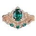 Sanjie Light Luxury Princess Crown Rose Gold Jewelry Inlaid Water Drop Grandmother Green Diamond Ring Female_ipsvogv.com