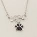 Love Necklace For Women, Fashionable Drop Glue Bone, Cute Dog Paw, Black Silver Jewelry Pendant_ipsvogv.com