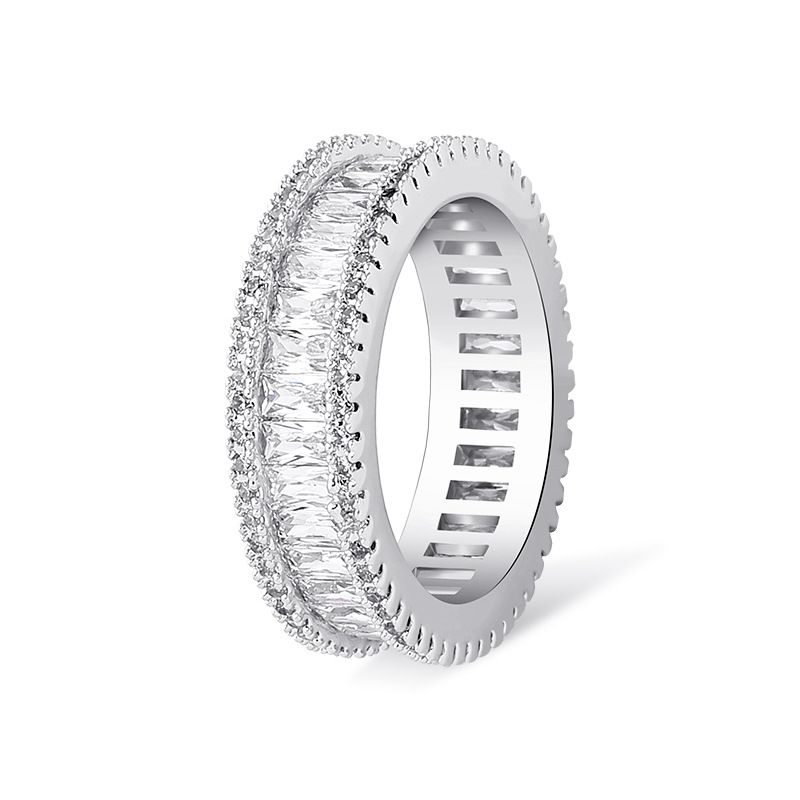 INS Trendy Men And Women's Square Zircon Ring With Full Diamond Shot Selling Hip Hop Jewelry_ipsvogv.com