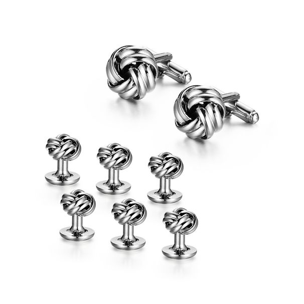 New Silver Twisted Cufflinks Set French Fashion Metal Cufflinks Hot Sales Cufflink_ipsvogv.com