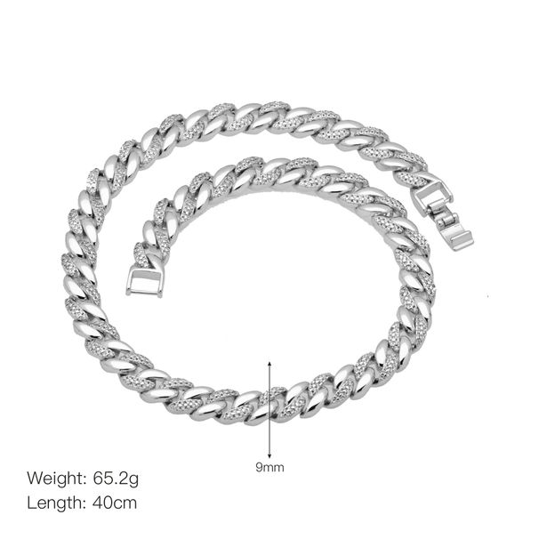 9mm Diamond Cuban Chain Copper Gold-plated Zirconium Inlaid Hip-hop Fashion Necklace Accessory_ipsvogv.com