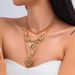 Wind Ins Pattern Heart-shaped Bow Pendant Necklace, Geometric Metal Chain, Stacked Collarbone Necklace_ipsvogv.com