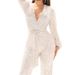 Women's sequined jumpsuits, sexy V-neck wide-leg trousers_ipsvogv.com