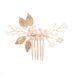 Bridal Jewelry Leaf Hair Comb Hand Woven Pearl Insert Comb Headdress Wedding Jewelry_ipsvogv.com