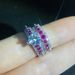 Fashion heart shaped zircon platinum ring for women red corundum double layer engagement ring_ipsvogv.com
