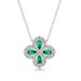 S925 silver cultivated emerald necklace four leaf clover retro literary style clavicle chain_ipsvogv.com