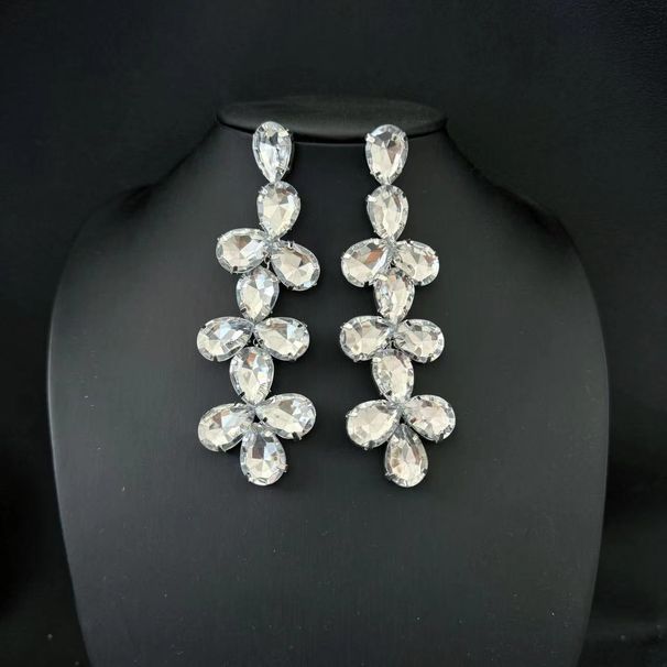 Fashion diamond studded rhinestone long multi layer water drop earrings for women jewelry_ipsvogv.com