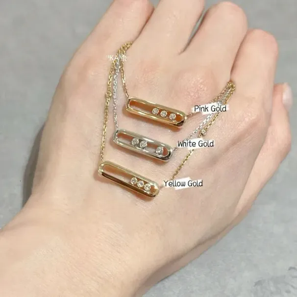 Designer Mesika Jewelry High Version V Golden Sliding Three Dia Medium-sized Necklace For Women With Dynamic Hollow Out_ipsvogv.com