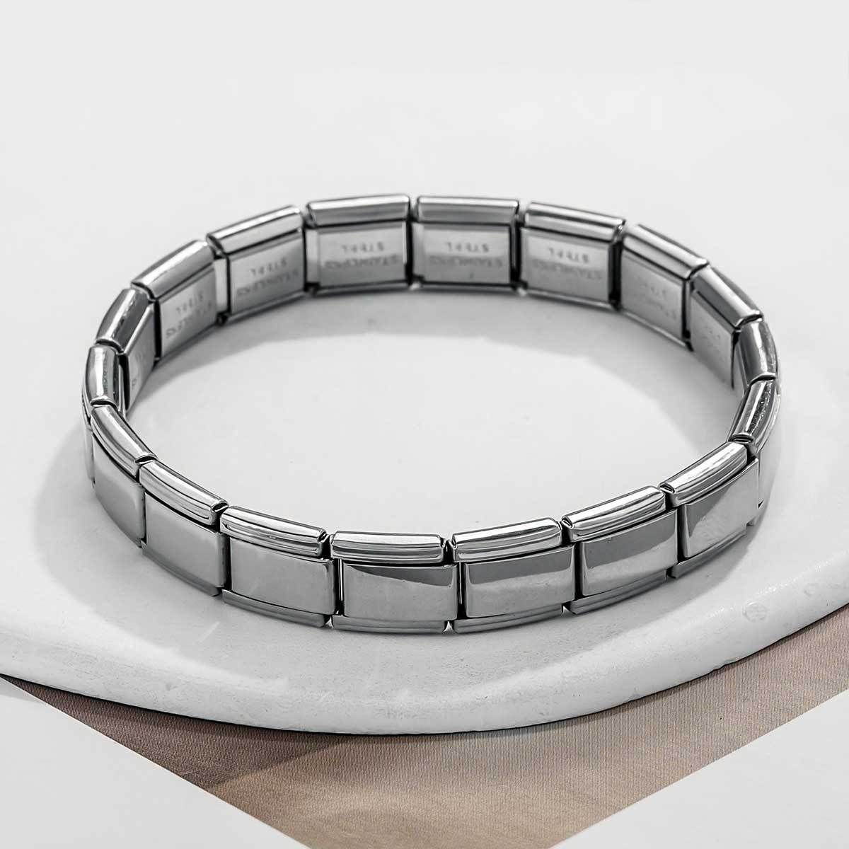 Stainless Italian Modular Square Elastic Splicing Titanium Steel Bracelet Watch Band Chain Versatile Unisex Wristband_ipsvogv.com