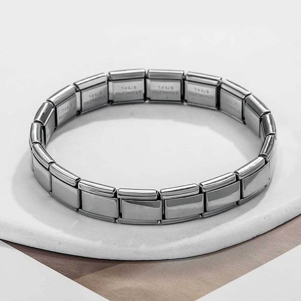 Stainless Italian Modular Square Elastic Splicing Titanium Steel Bracelet Watch Band Chain Versatile Unisex Wristband_ipsvogv.com