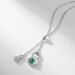 Cultivated emerald gourd pendant necklace S925 silver inlaid cultivated colored gem sweater chain_ipsvogv.com