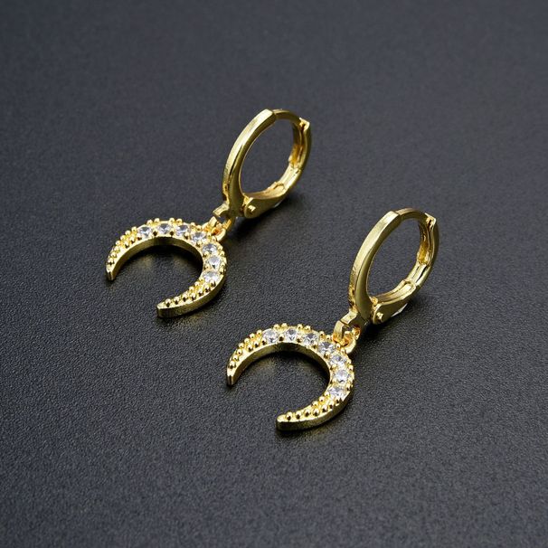 Women’s Jewelry Set Fashion Jewelry Exquisite Small Micro Inlaid CZ Zircon Female Earrings Personality Creative Crescent Earrings_ipsvogv.com