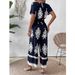 Women's V-neck bat sleeve waist jumpsuit_ipsvogv.com