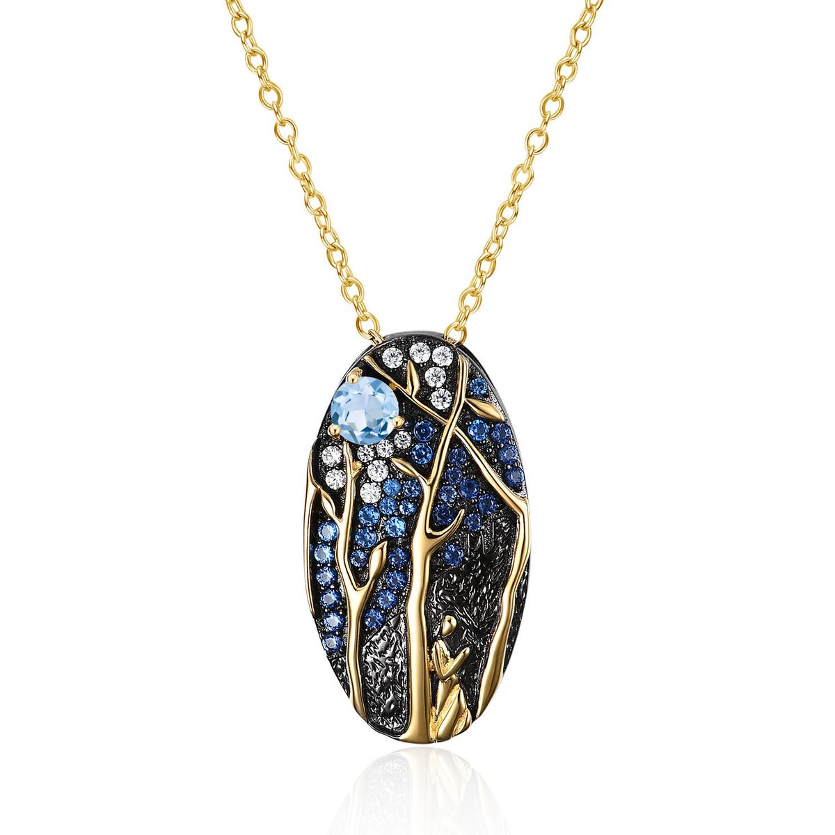 Italian Craftsmanship Handmade Vintage Jewelry Designer Necklace S925 Silver Inlaid Natural Colored Gemstone Necklace Pendant_ipsvogv.com