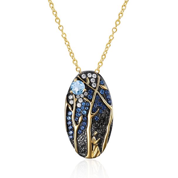 Italian Craftsmanship Handmade Vintage Jewelry Designer Necklace S925 Silver Inlaid Natural Colored Gemstone Necklace Pendant_ipsvogv.com