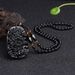 Obsidian Glass Pendant Black Dragon Brand Men's Dominant Couple Agate Bead Necklace_ipsvogv.com