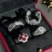 Small Niche Design, Light Luxury, Feeling, Four Leaf Clover Open Ring, Full Of Diamonds, Micro Inlaid Zircon, Super_ipsvogv.com