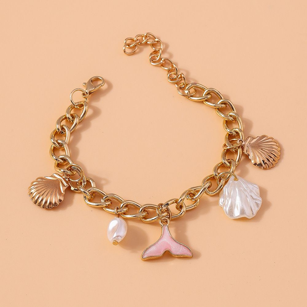 Mermaid Tail Set Beach Shell Pearl Jewelry Bracelet_ipsvogv.com