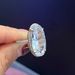 Cao Shi Silver Simple Goose Egg Shaped Zircon Women's Ring Luxury Wedding Bridal Handmade_ipsvogv.com