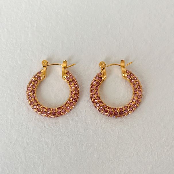 Fashionable Niche Ins Full Diamond Zircon Titanium Steel Macaron Color Earrings_ipsvogv.com