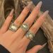 Jewelry Distressed Floral Pattern Set, Jointed Ring, Exaggerated Punk Style Open Mouth Ring_ipsvogv.com