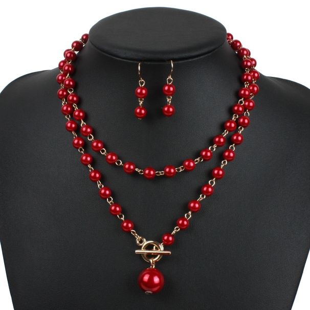 Fashionable pearl necklace with adjustable neckband, multi color long sweater chain set 7100_ipsvogv.com