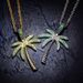 Men's Hip Hop Jewelry - Solid Coconut Tree Pendant With Micro-Inlaid Colored Zirconia, 24" Rope Chain Included (Gold/Silver) Hip Hop Jewelry_ipsvogv.com