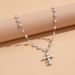 Temperament Pearl Cross Pendant Necklace, Women's Simple Ins Style Metal Chain Collarbone Necklace_ipsvogv.com