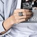 Retro style cross titanium steel ring ring stone pattern niche personality accessories_ipsvogv.com