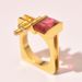 Three Heroes Simulated Zircon Princess Square Diamond Ring With Geometric Plating_ipsvogv.com